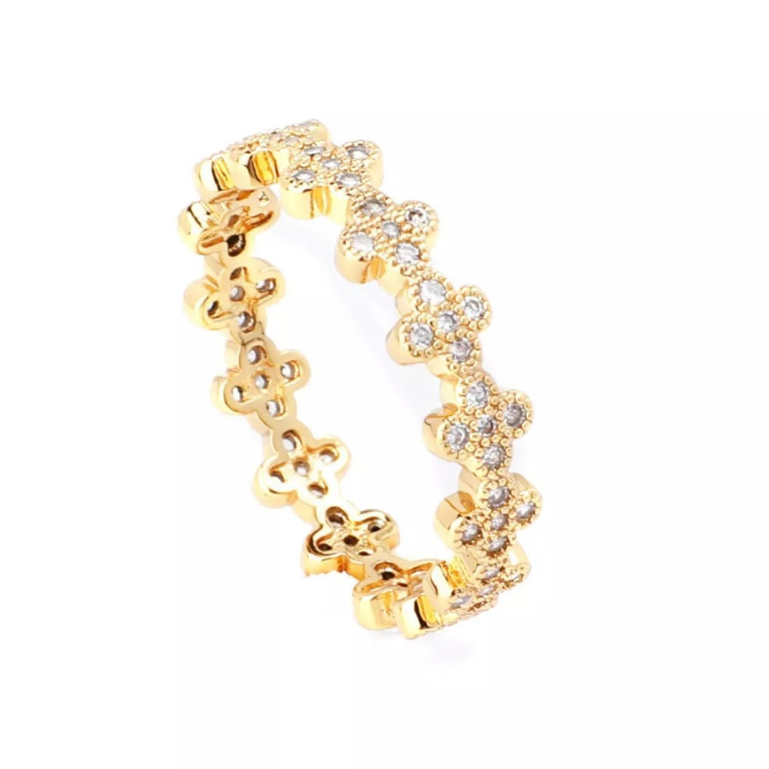18K Gold - Plated Zircon Ring Size 7 - 