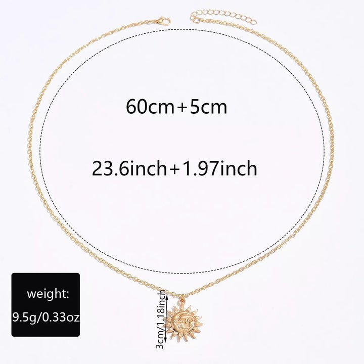 18K Gold Sunburst Pendant Necklace - 