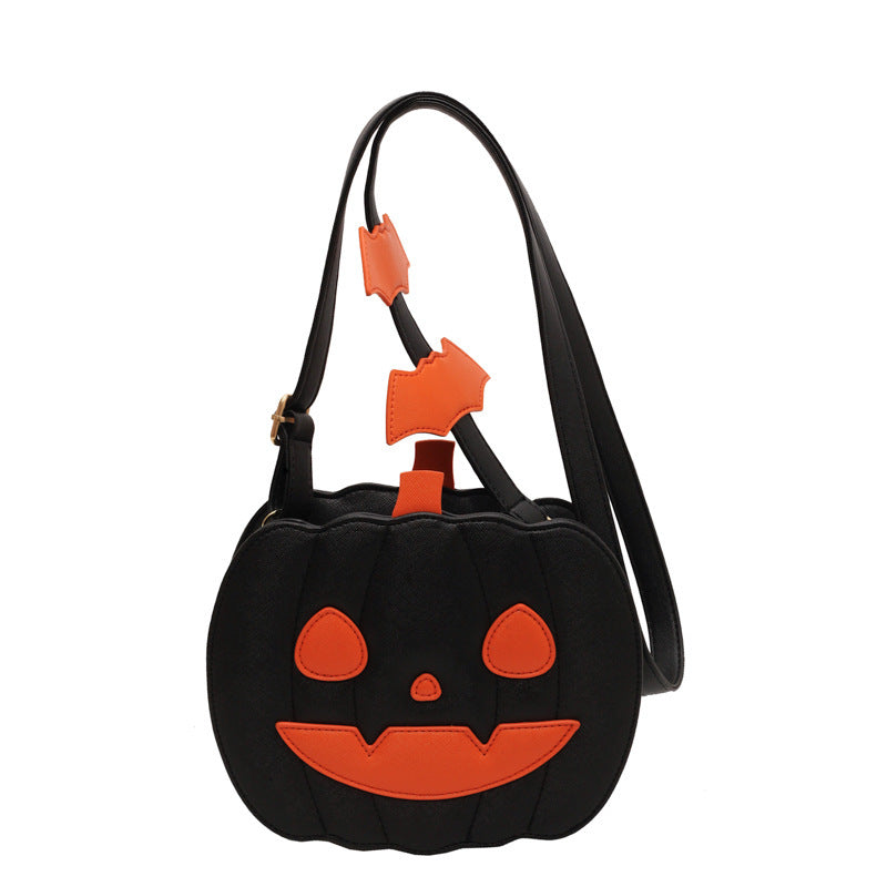 Halloween Bags Funny Pumpkin Cartoon Shoulder Crossbody Bag With Bat Personalized Creative Female Bag