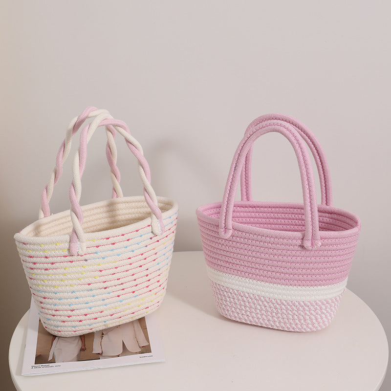 Women's Fashion Twist Hand-held Cotton Thread Woven Bag