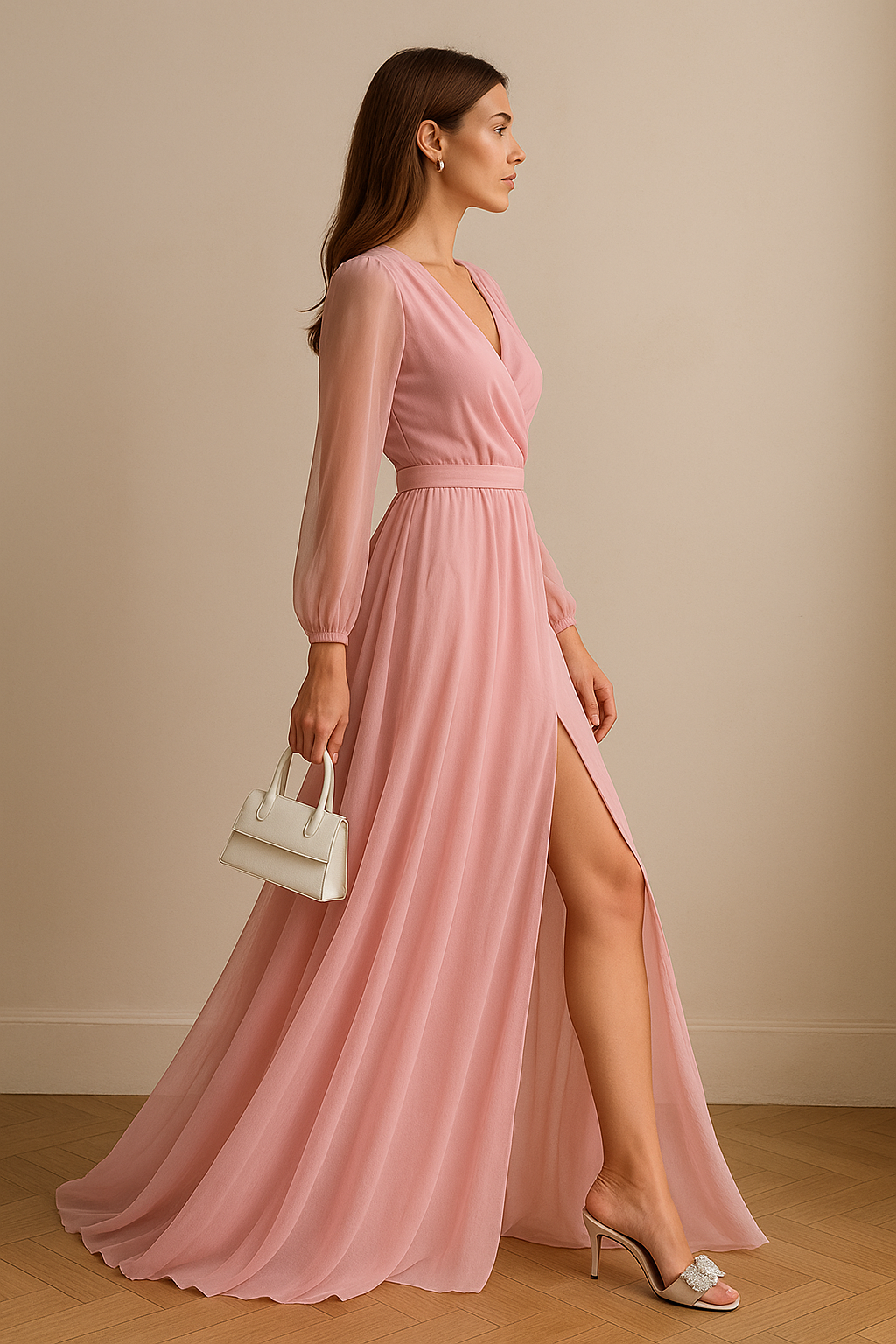 Elegant Flowing Long Dress with Slit