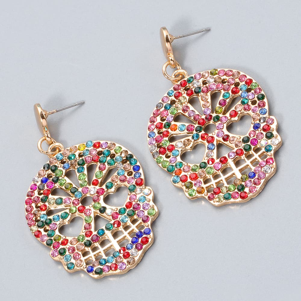 Skull Rhinestone Alloy Earrings