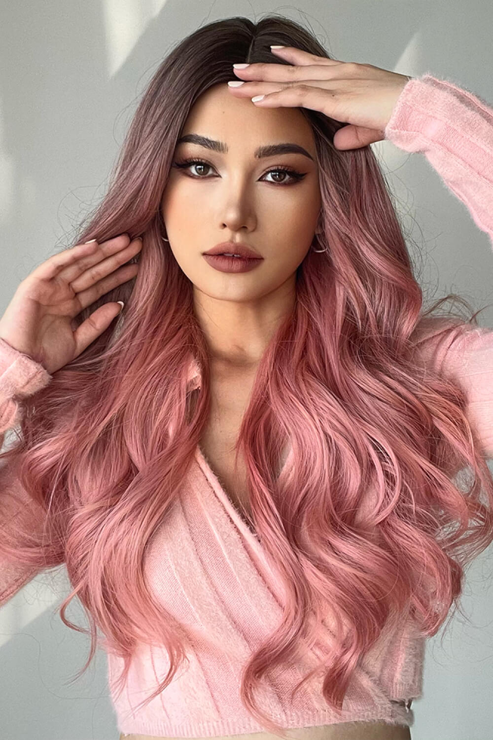 Fashion Wave Synthetic Long Wigs in Pink 26''