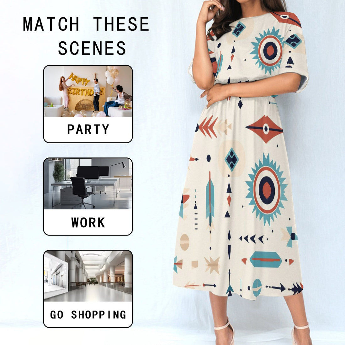 All-Over Print Women's Elastic Waist Dress