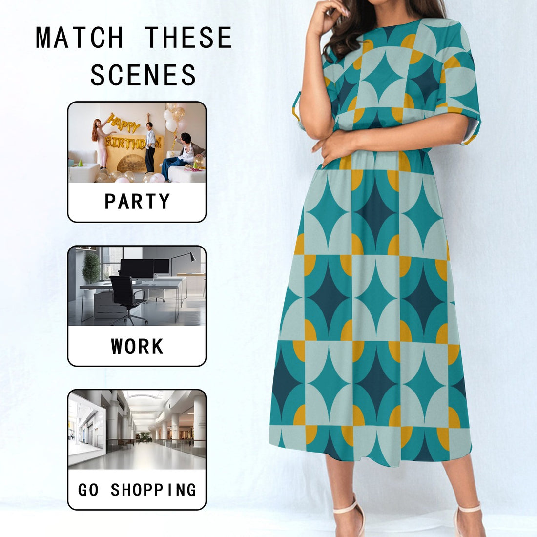 All-Over Print Women's Elastic Waist Dress