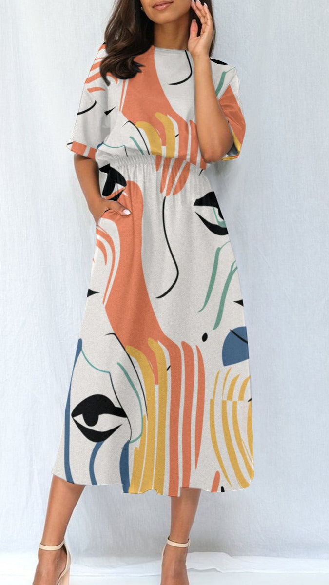 colorful abstract patterned dress 