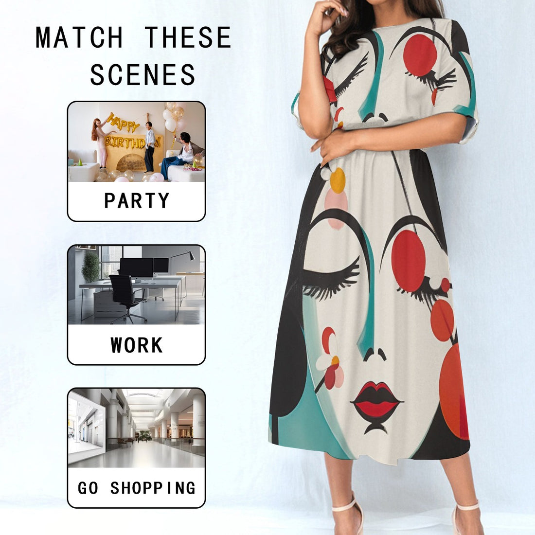 All-Over Print Women's Elastic Waist Dress
