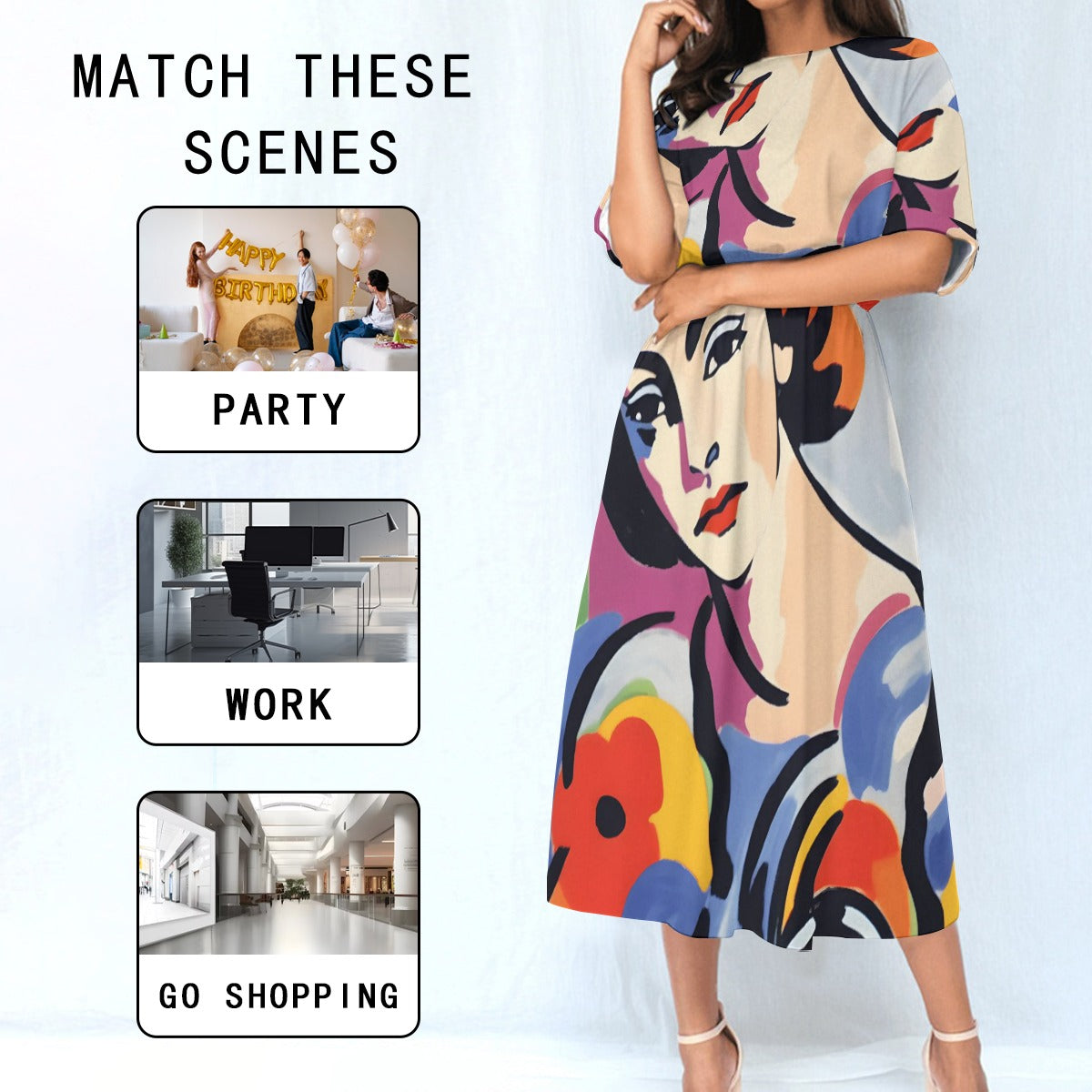 All-Over Print Women's Elastic Waist Dress