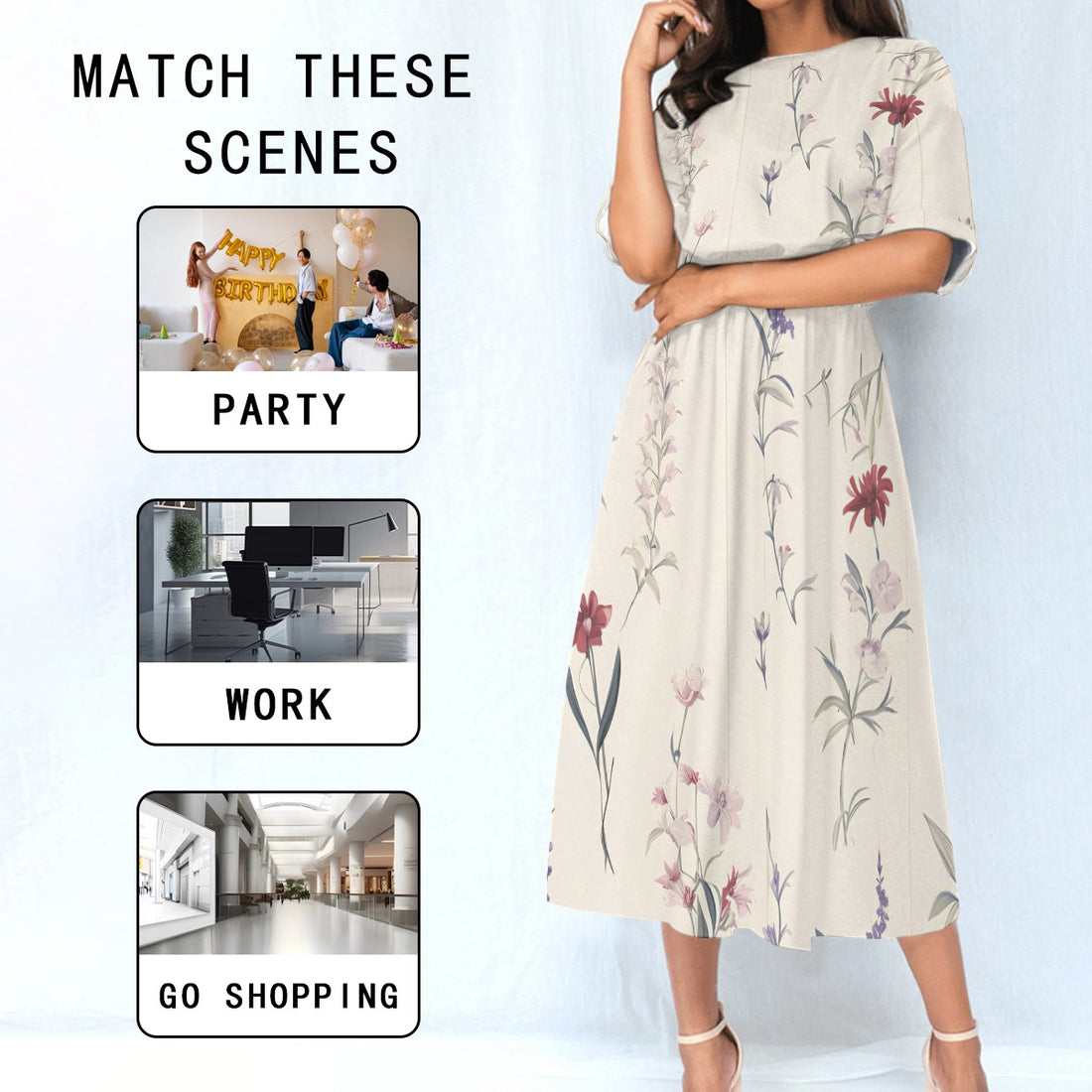 All-Over Print Women's Elastic Waist Dress