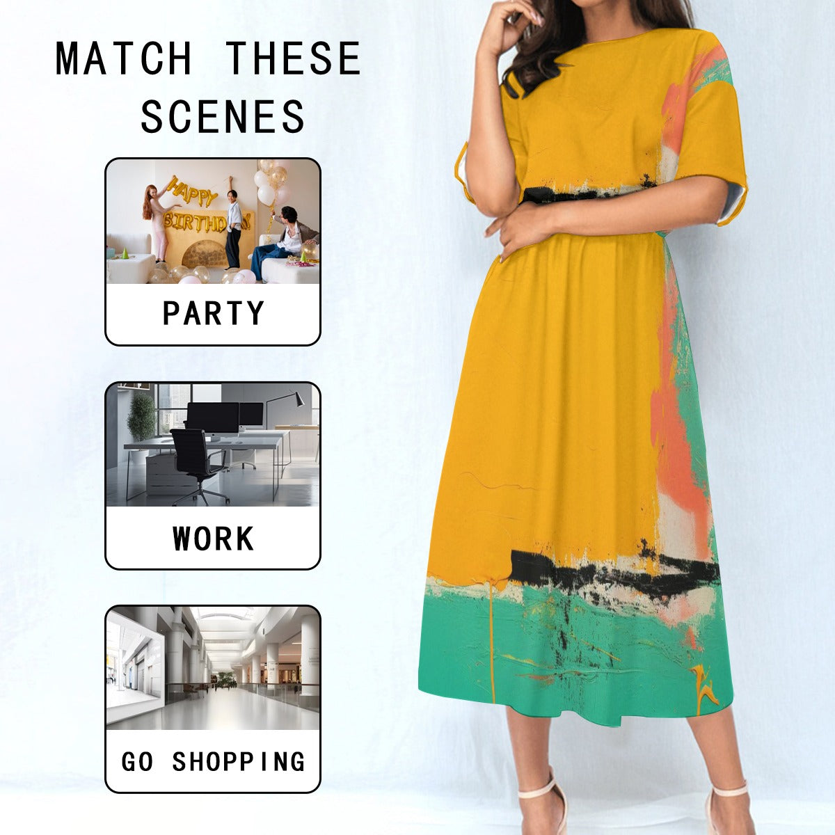 All-Over Print Women's Elastic Waist Dress