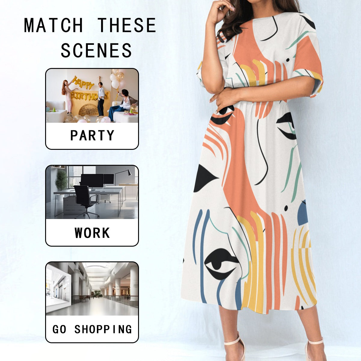 All-Over Print Women's Elastic Waist Dress