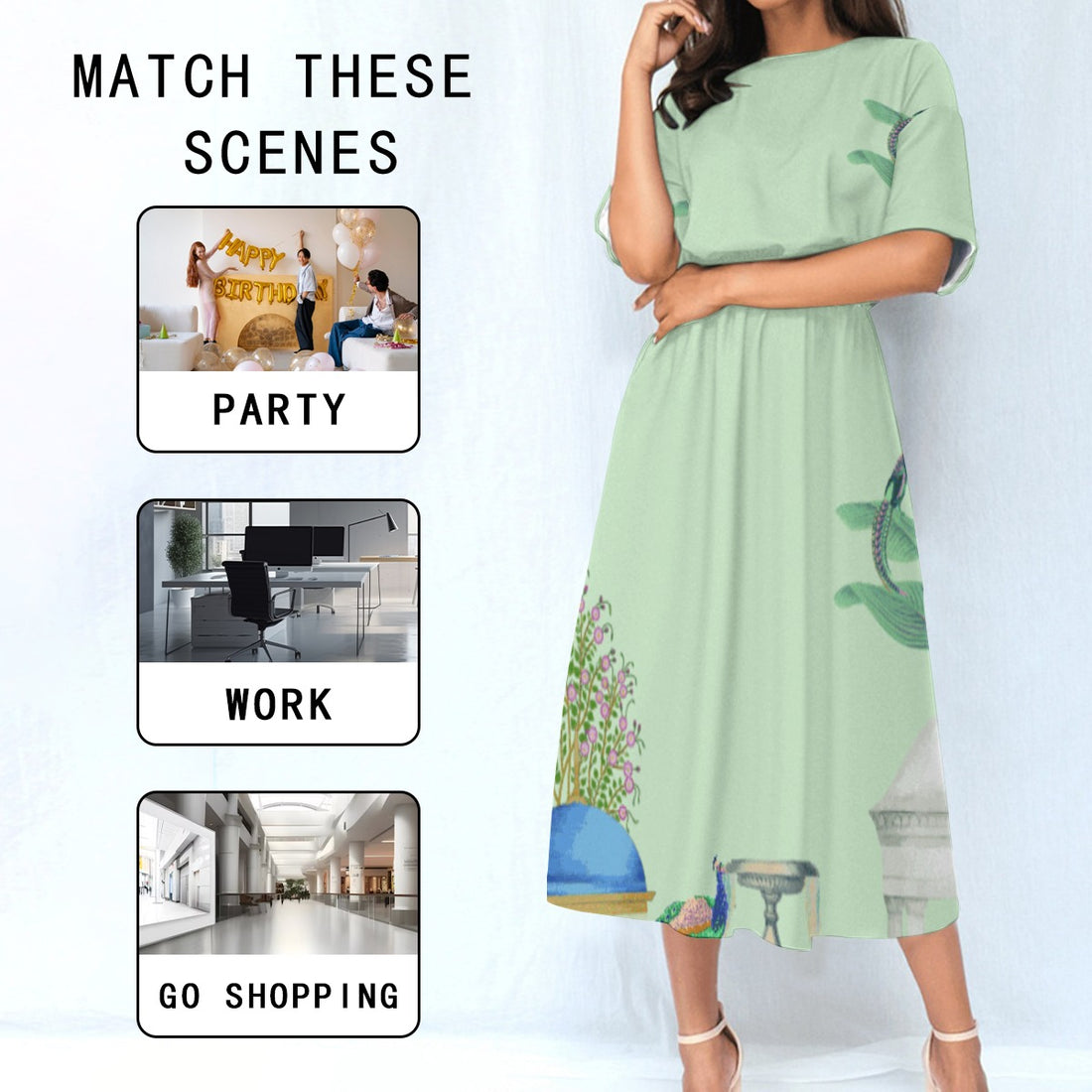 All-Over Print Women's Elastic Waist Dress