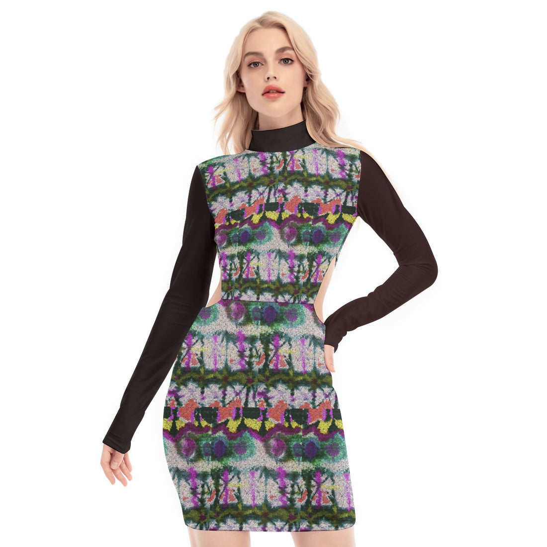 All-Over Print Women's Waist Hollow Hip Dress