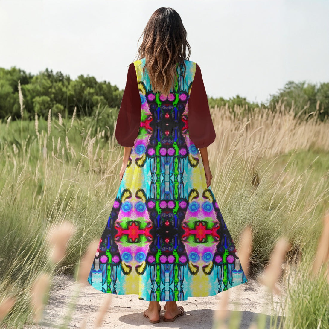 All-Over Print Women's Long Sleeve Dress