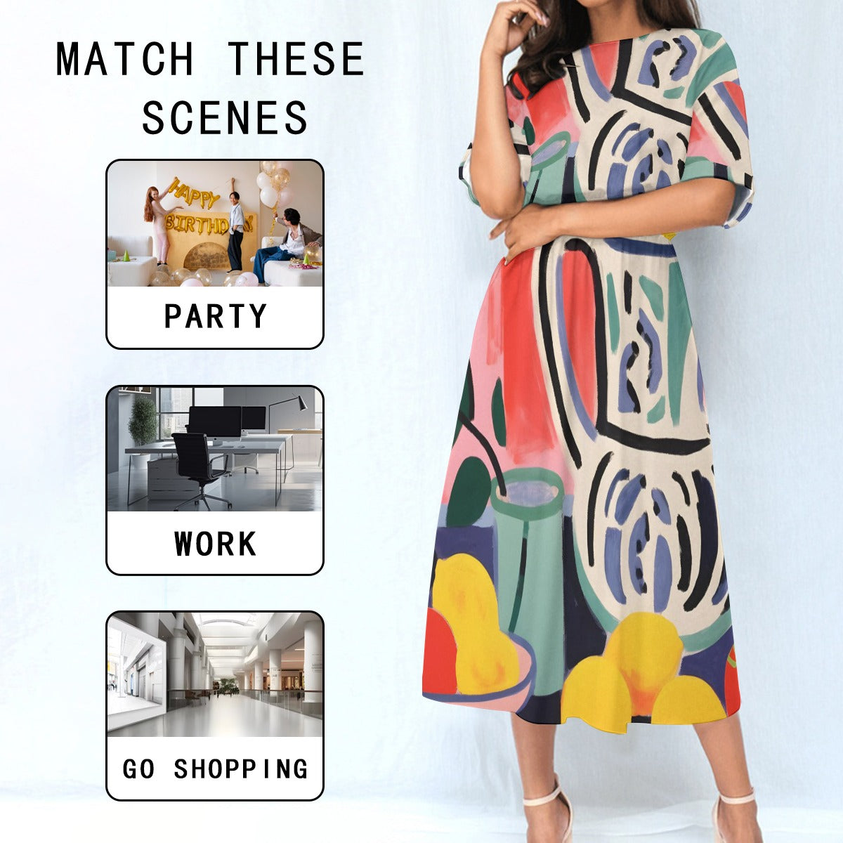 All-Over Print Women's Elastic Waist Dress