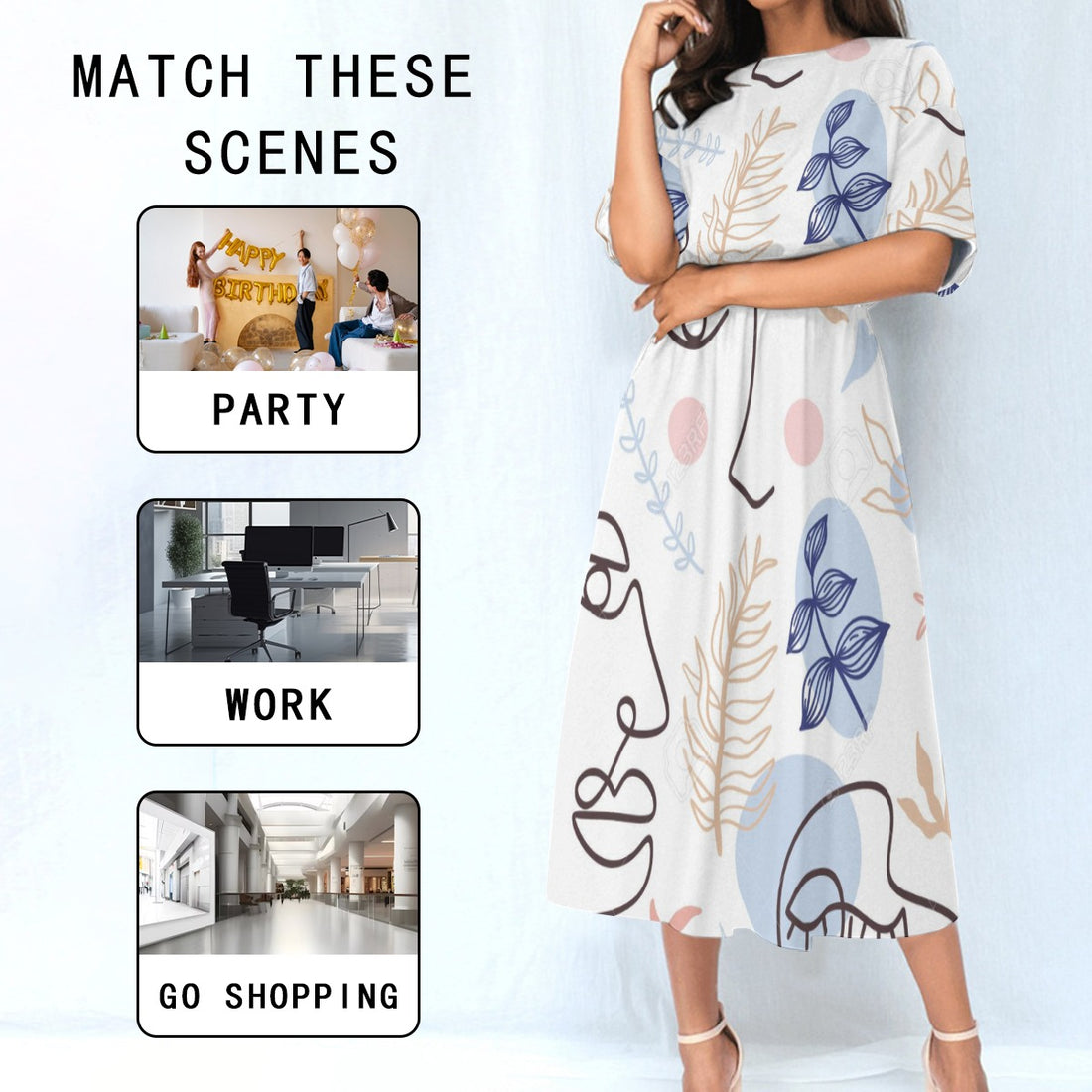 All-Over Print Women's Elastic Waist Dress
