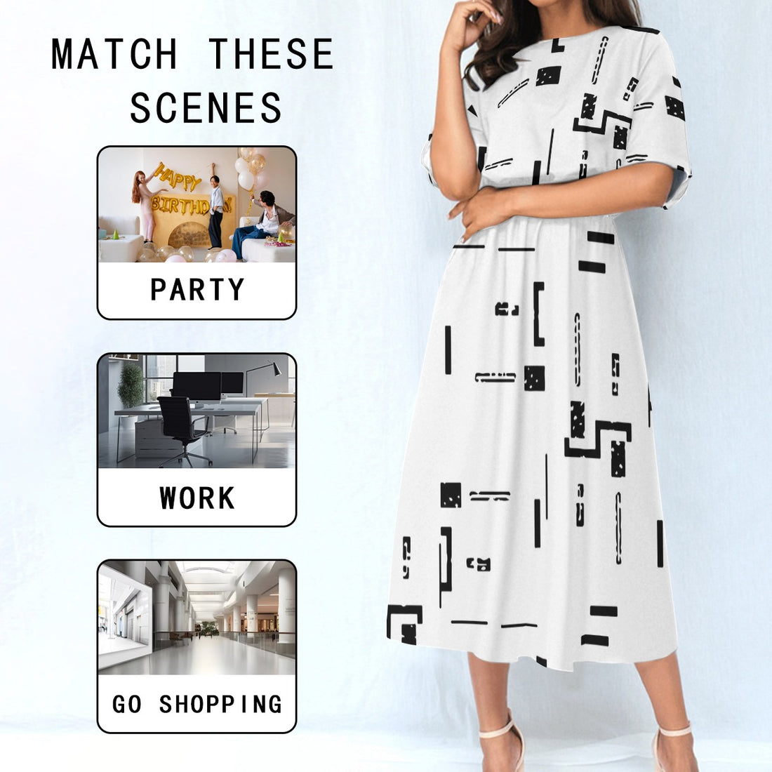 All-Over Print Women's Elastic Waist Dress