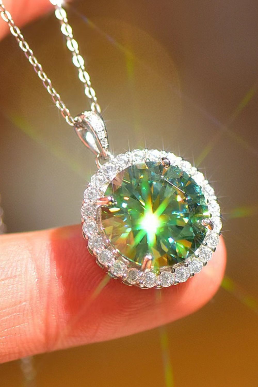 10 Carat Moissanite Pendant Platinum-Plated Necklace