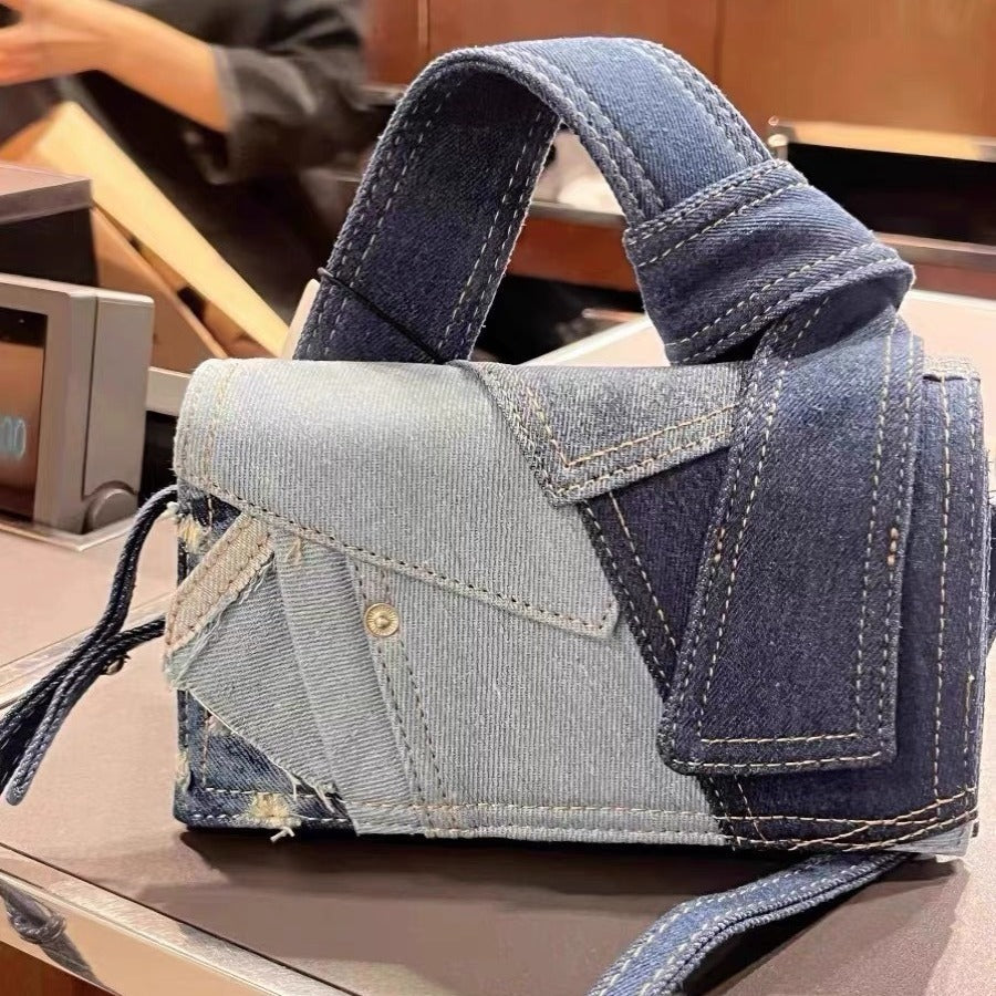 All-matching Jeans Stitching Crossbody Bag For Women