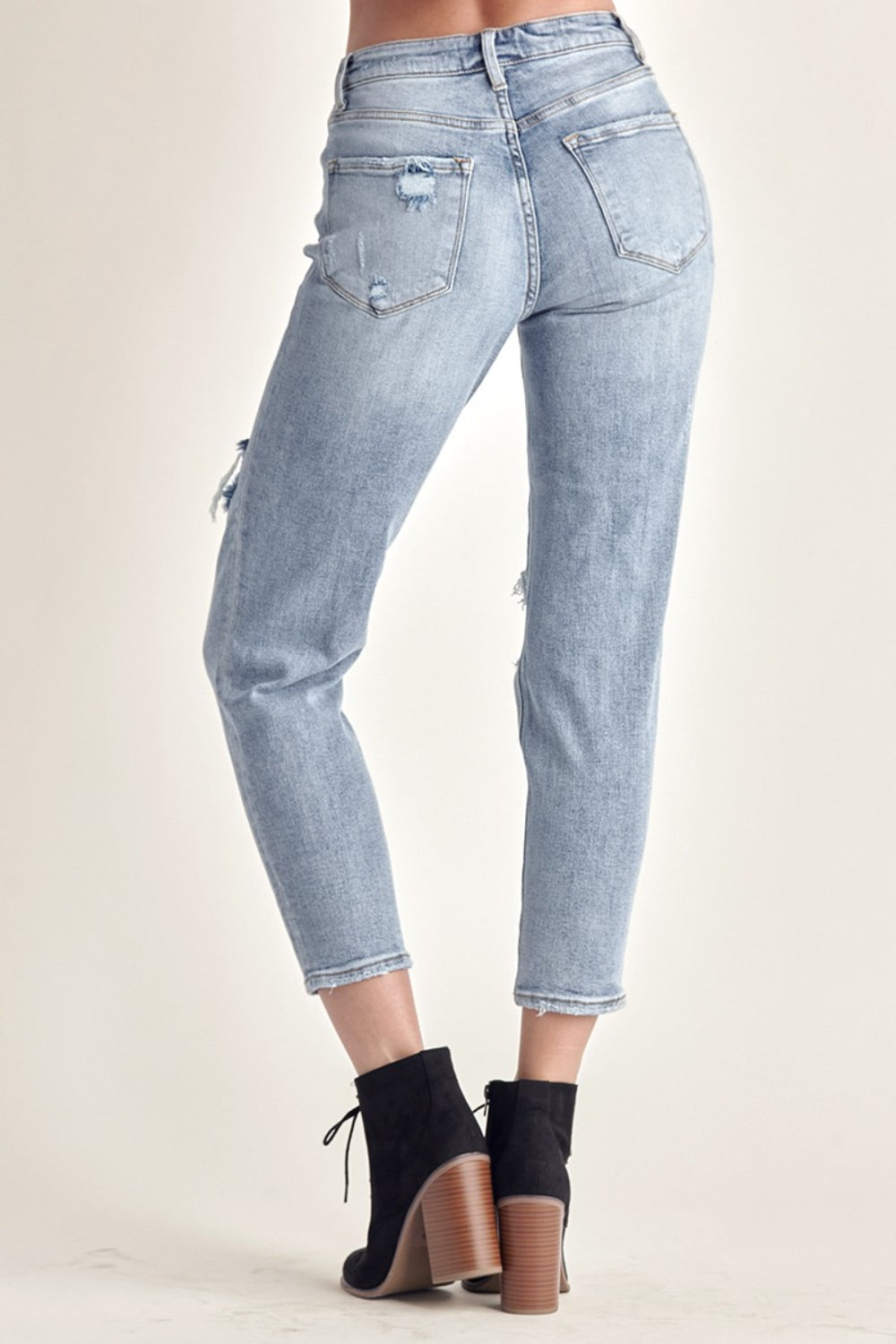 RISEN Distressed Slim Cropped Jeans