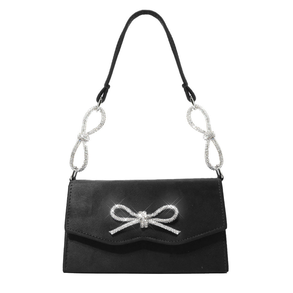 Shiny Bow Rhinestone Women Bag High-grade French Style