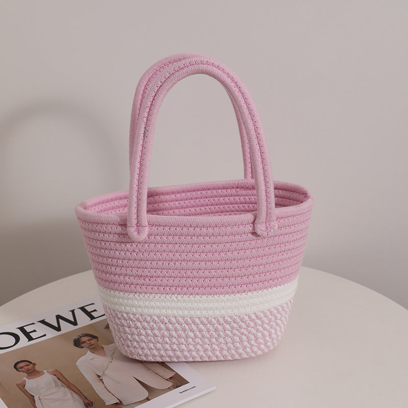 Women's Fashion Twist Hand-held Cotton Thread Woven Bag