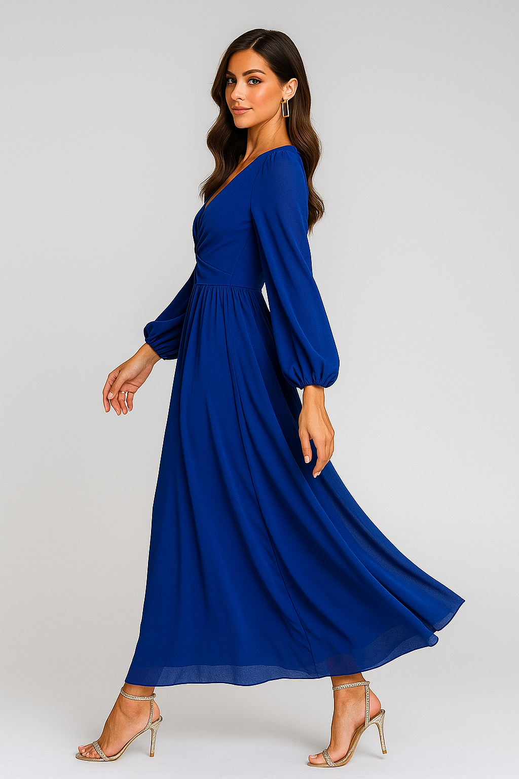 Twist Front Cutout Long Sleeve Dress