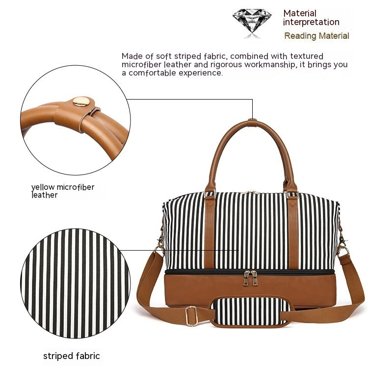 Women's Hand-carrying Travel Bag Striped Canvas