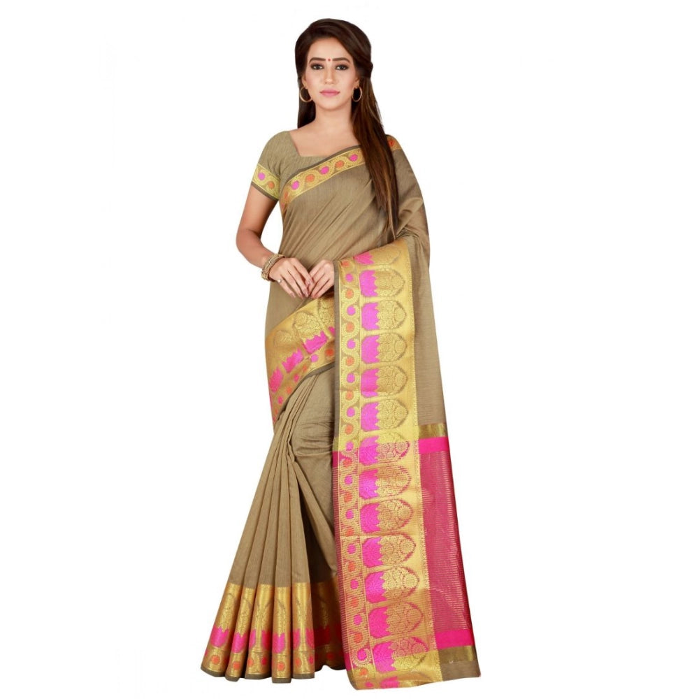 Generic Women's Cotton Saree with Blouse (Multi, 5-6 Mtrs)