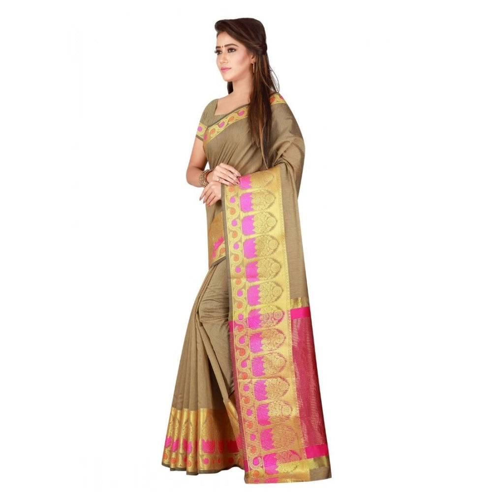 Generic Women's Cotton Saree with Blouse (Multi, 5-6 Mtrs)