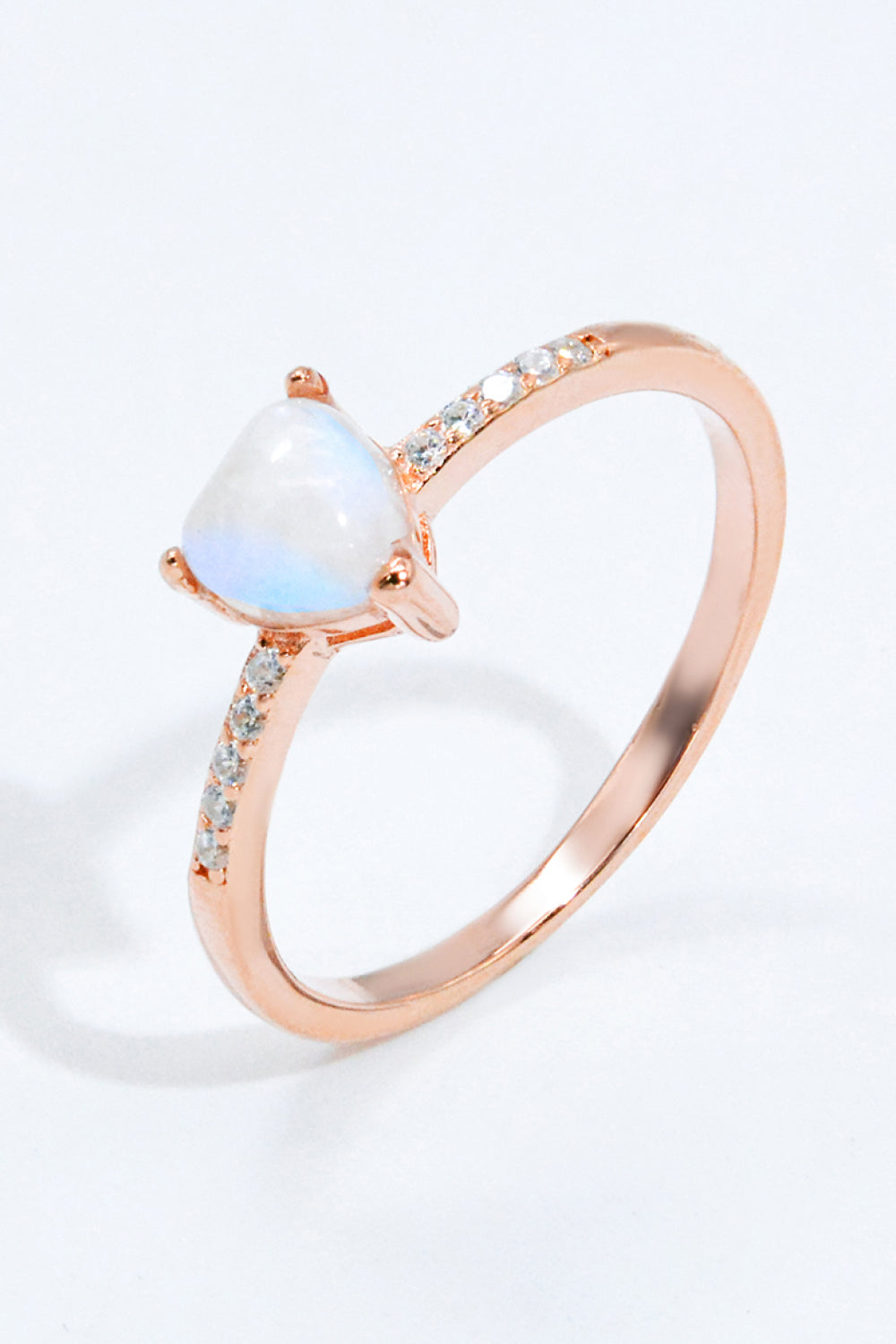 Natural Moonstone Heart 18K Rose Gold-Plated Ring