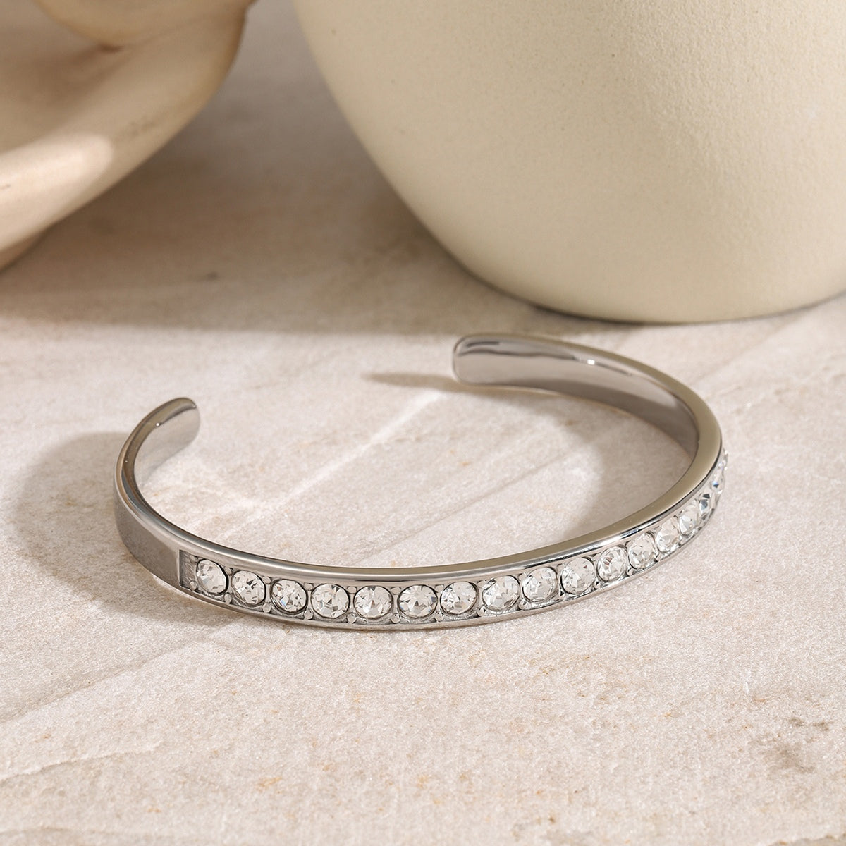 Stainless Steel Inlaid Zircon Bracelet