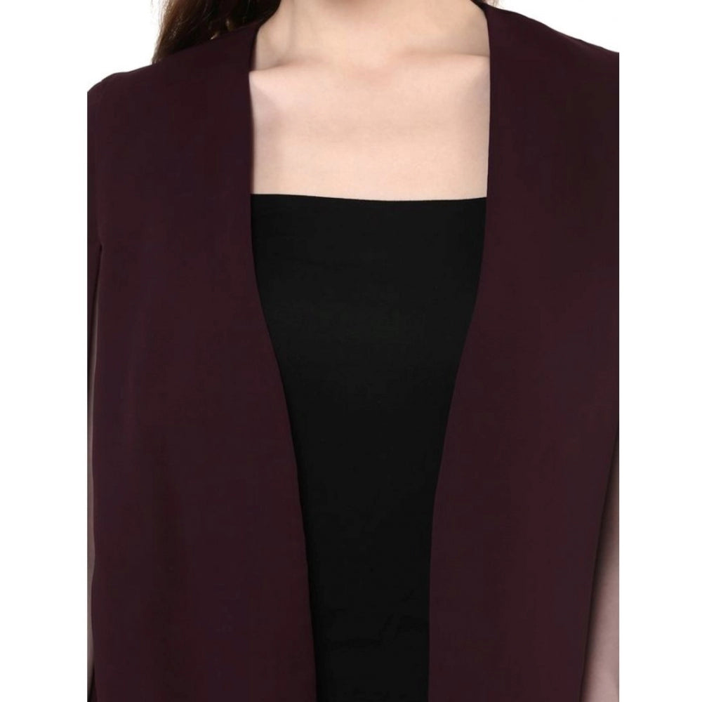 Wine Cape Sleeve Polyester Blazer