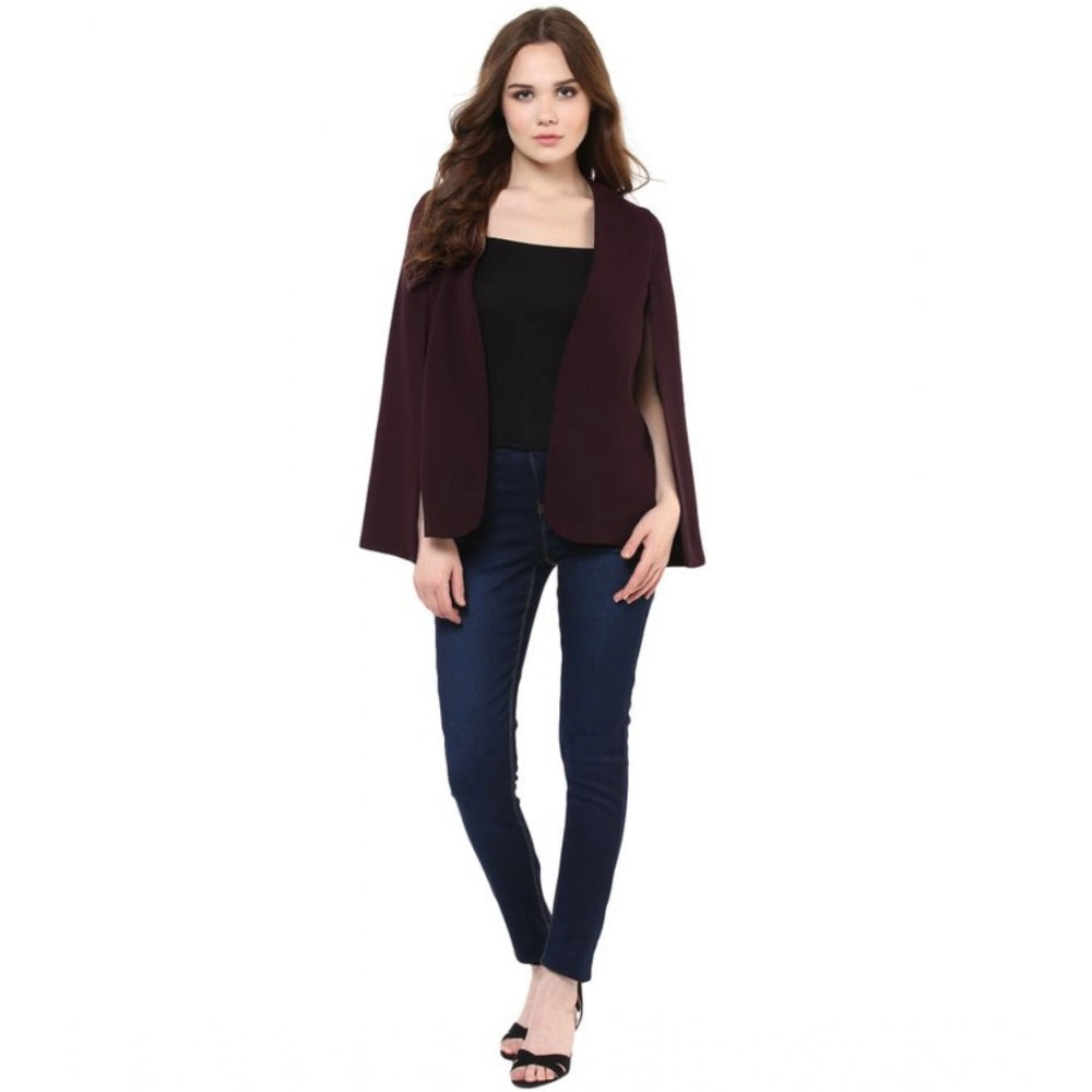 Wine Cape Sleeve Polyester Blazer