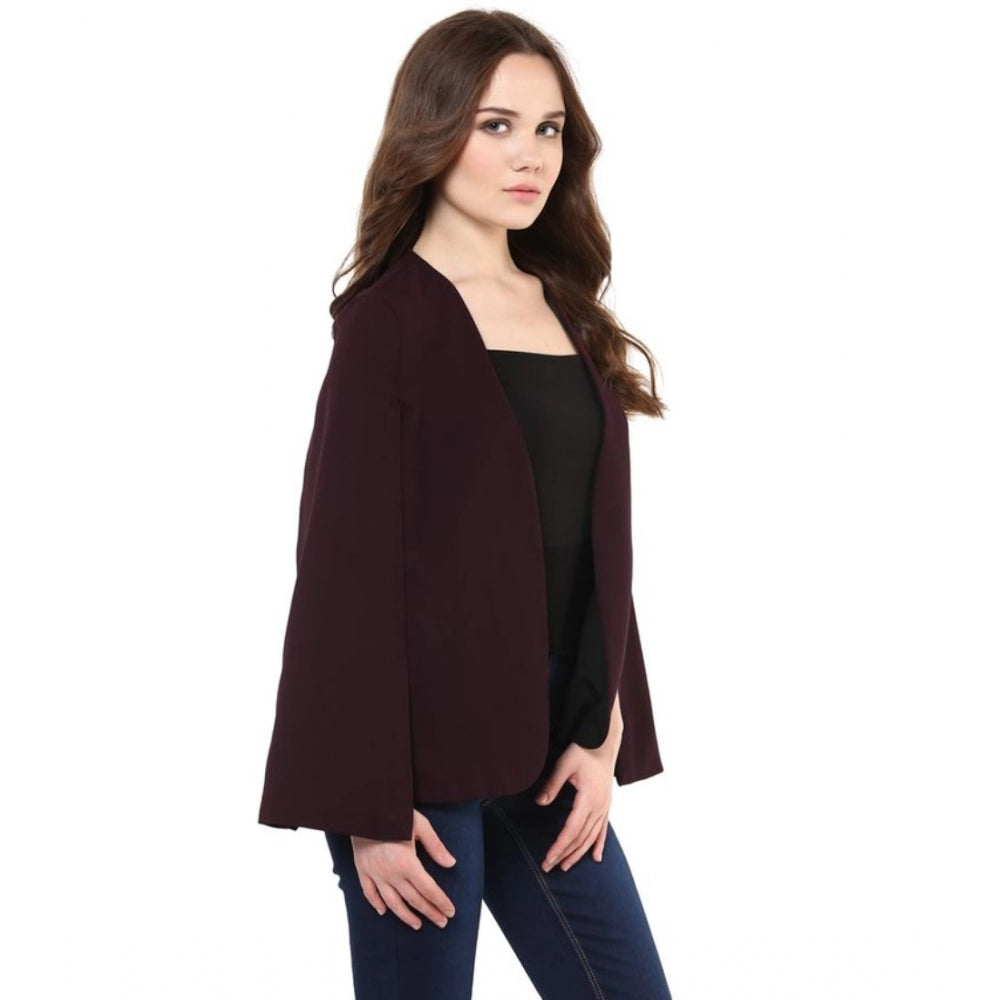 Wine Cape Sleeve Polyester Blazer