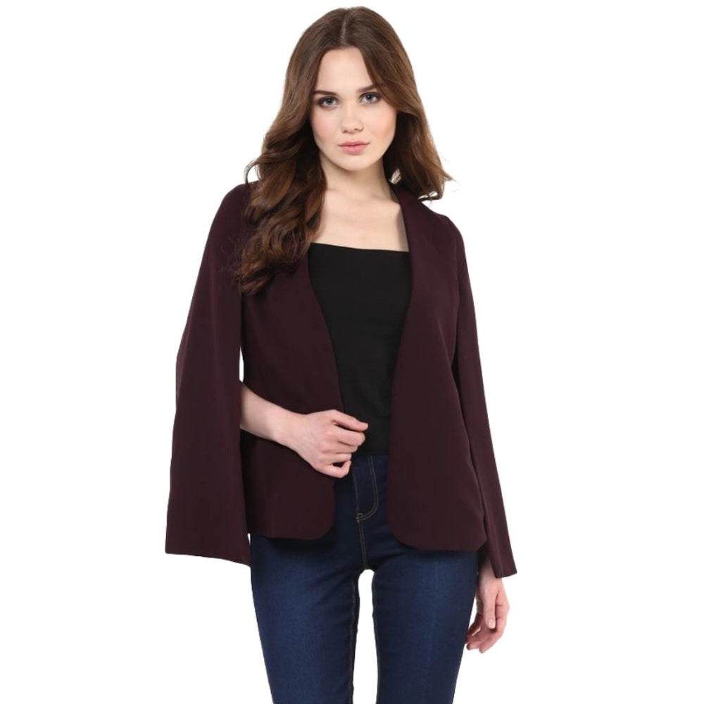 Wine Cape Sleeve Polyester Blazer