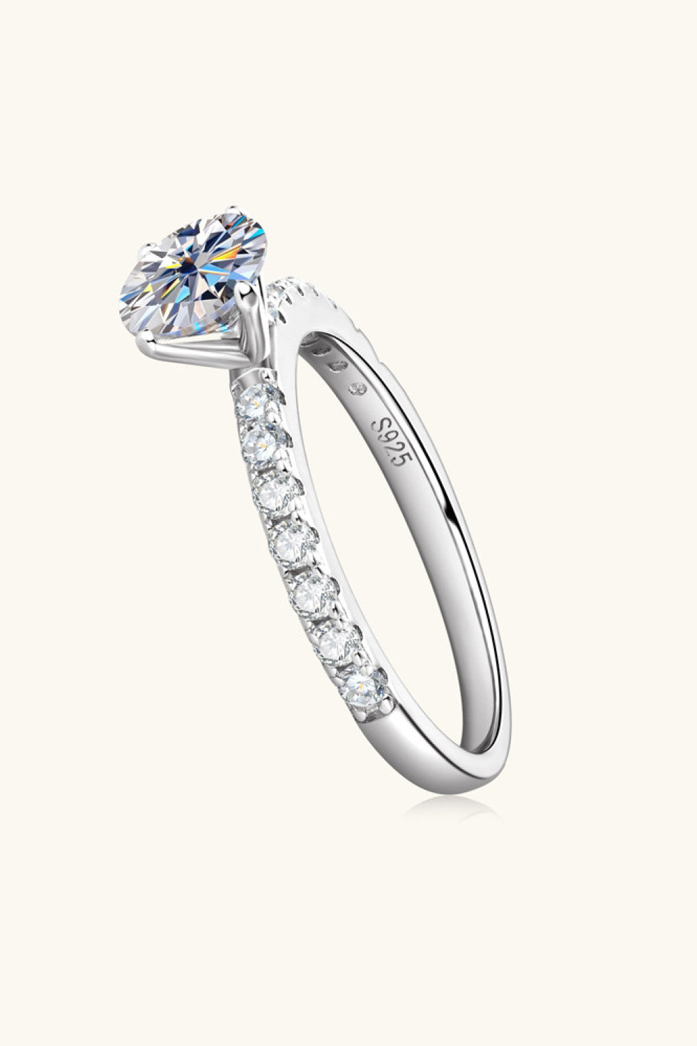 Moissanite Platinum-Plated Side Stone Ring