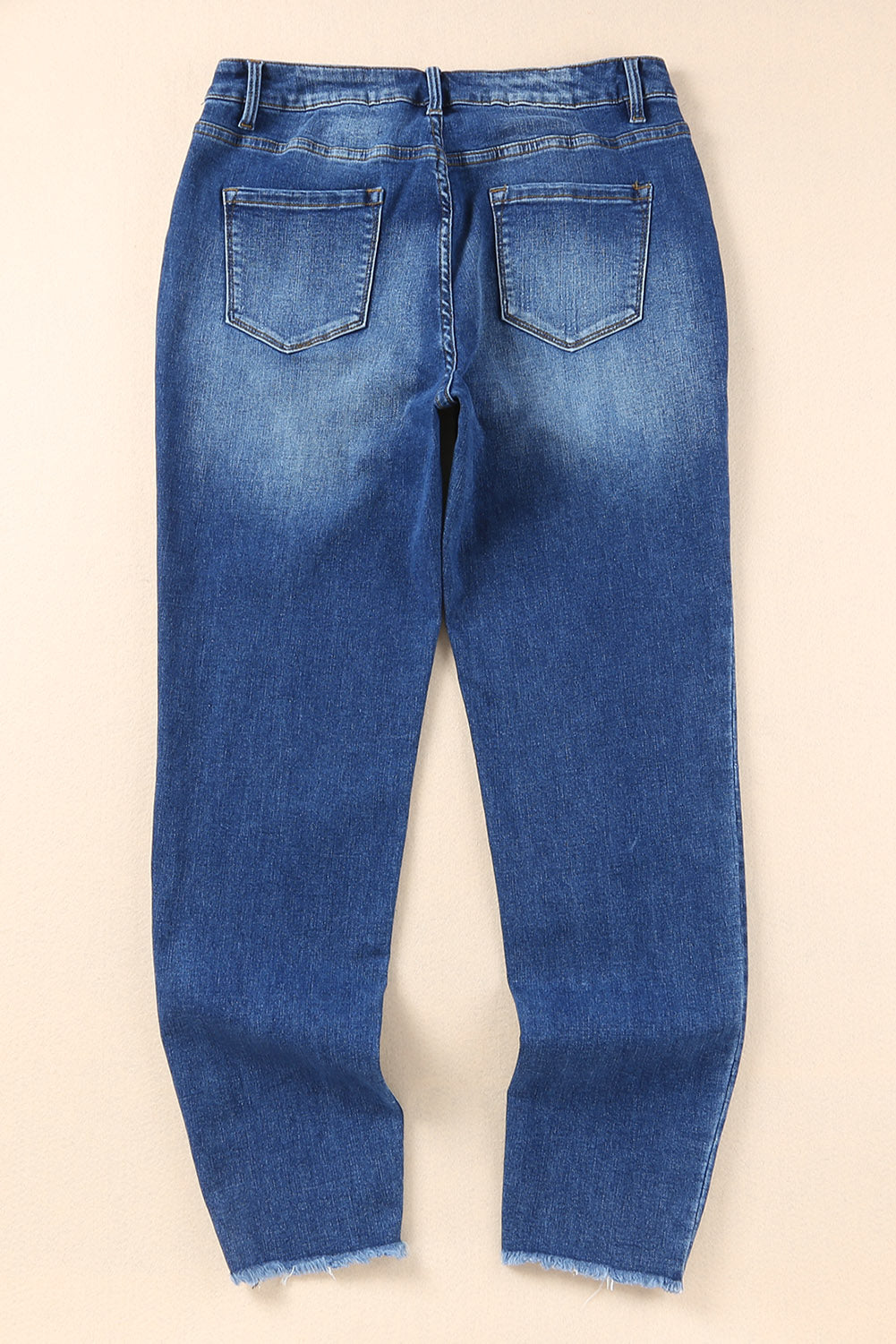 Raw Hem Skinny Jeans with Pockets