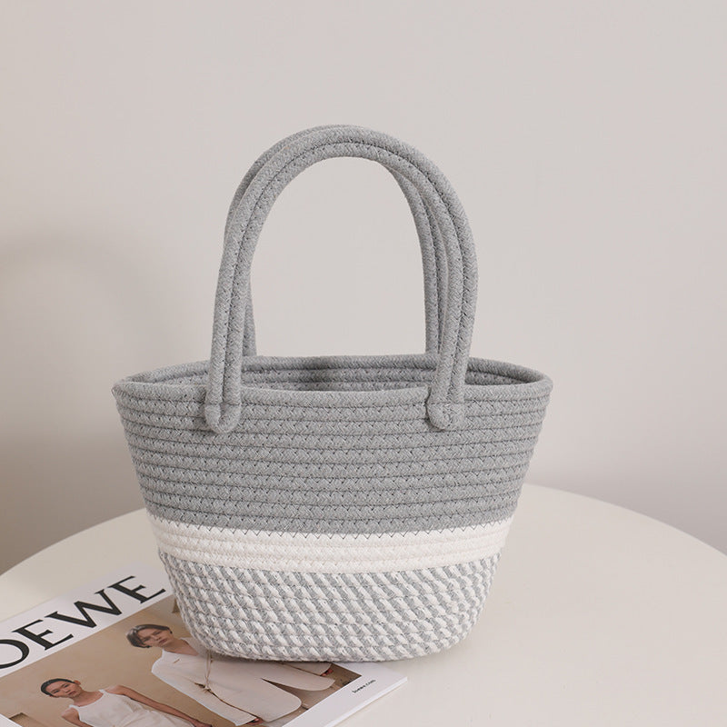 Women's Fashion Twist Hand-held Cotton Thread Woven Bag