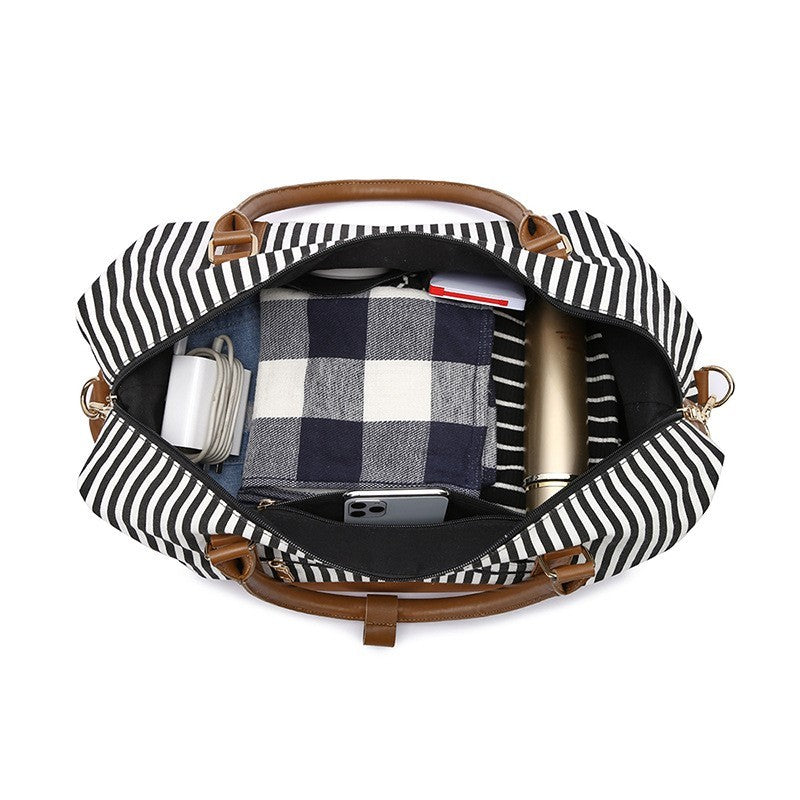 Women's Hand-carrying Travel Bag Striped Canvas