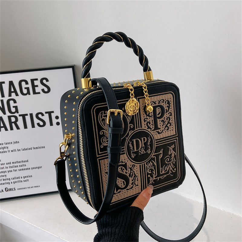 Female Letter Portable Small Square Bag Single Shoulder Crossbody Bag