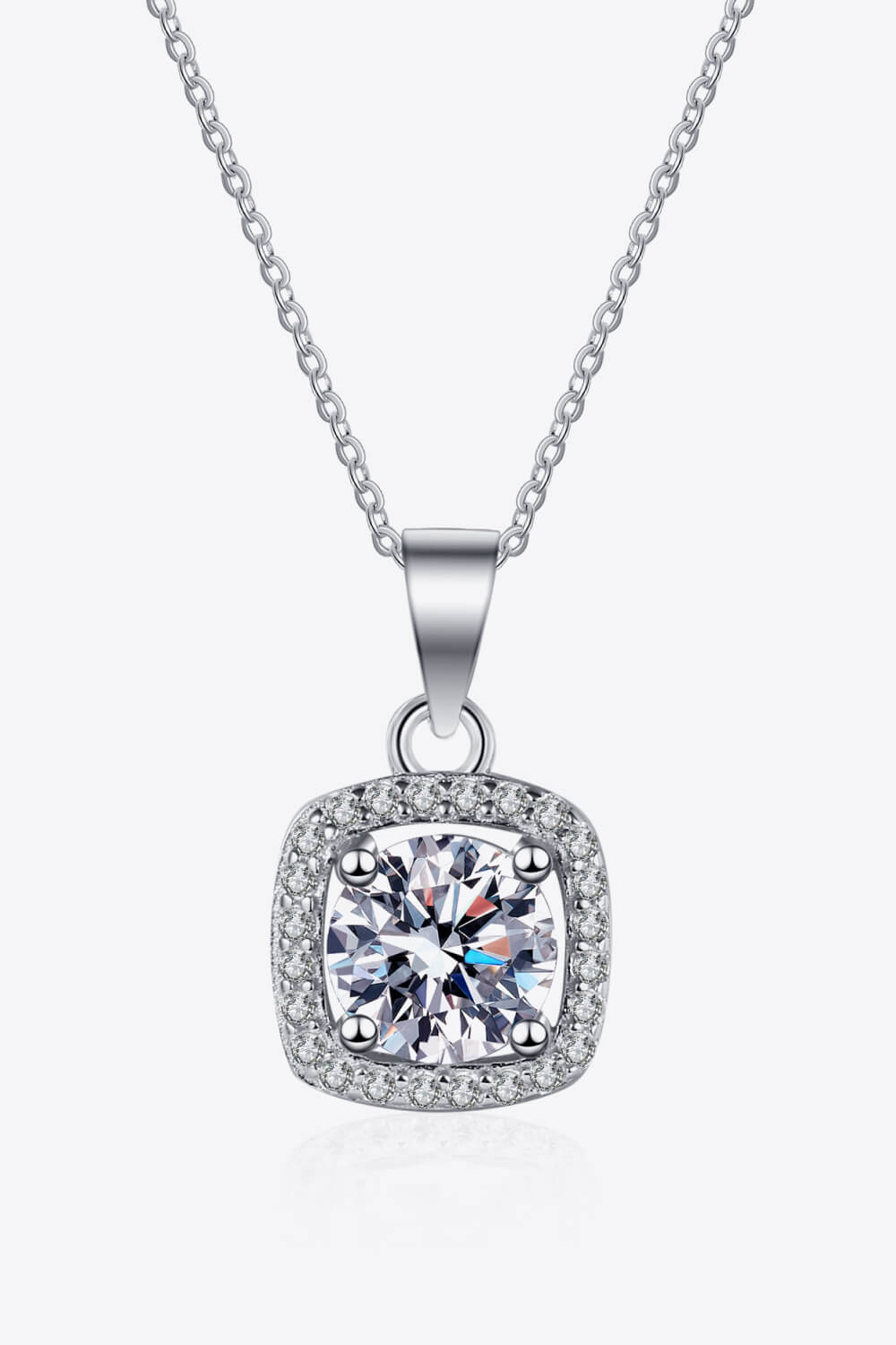 Moissanite Square Pendant Chain Necklace