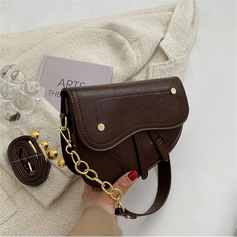 Saddle Bag Pure Color Personality Simple Western Style Trendy  Lady