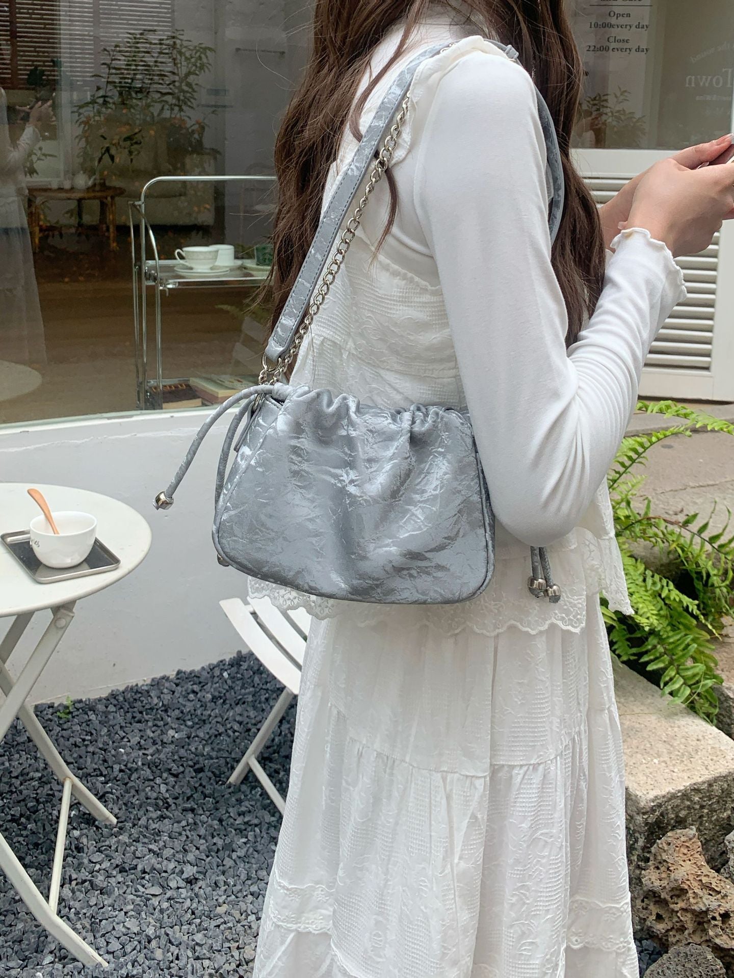 New Chinese Style Pleated Chain Cloud Niche Commuter Summer All-matching Crossbody Bag For Women