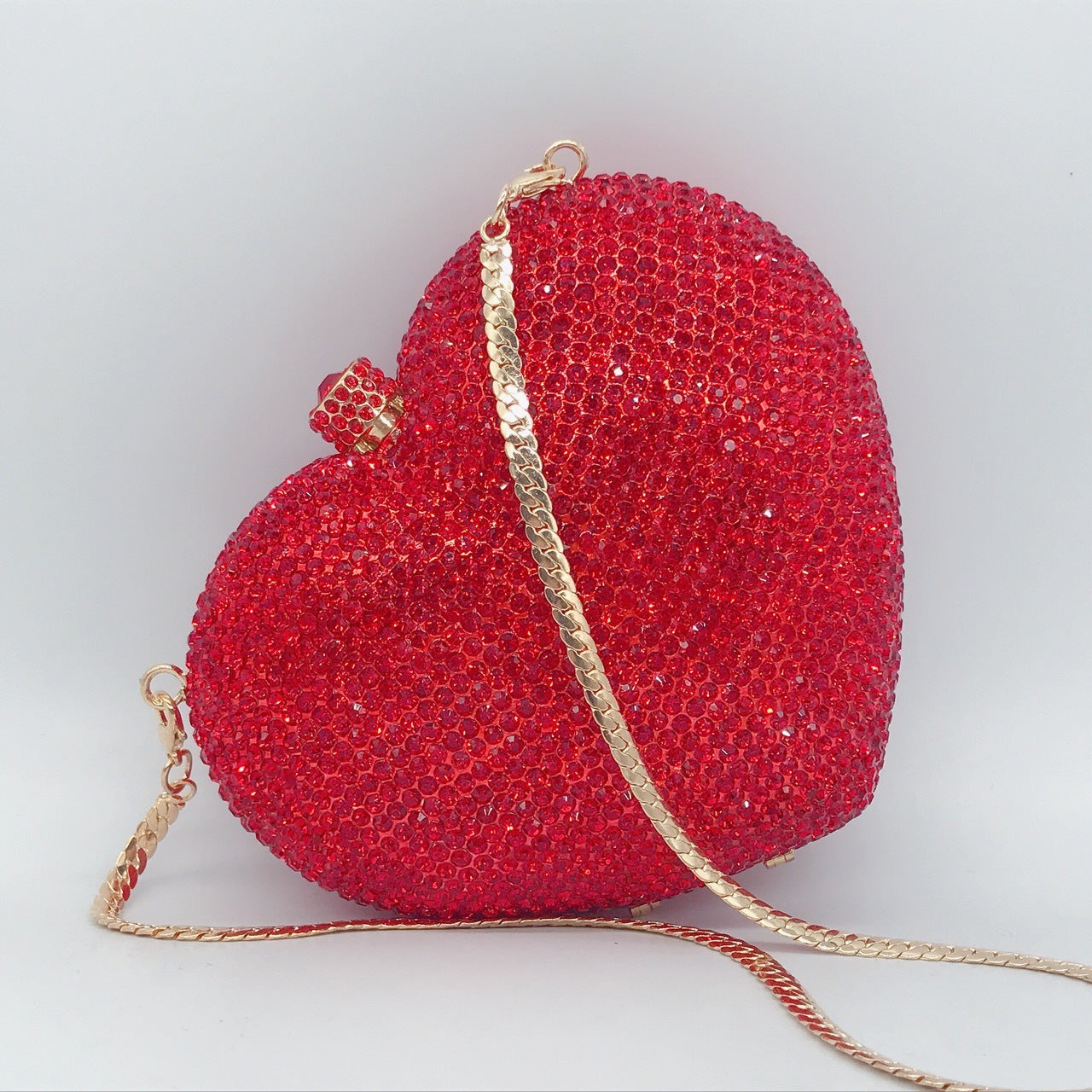 Hand Holding Heart-shaped Diamond Dinner Bag