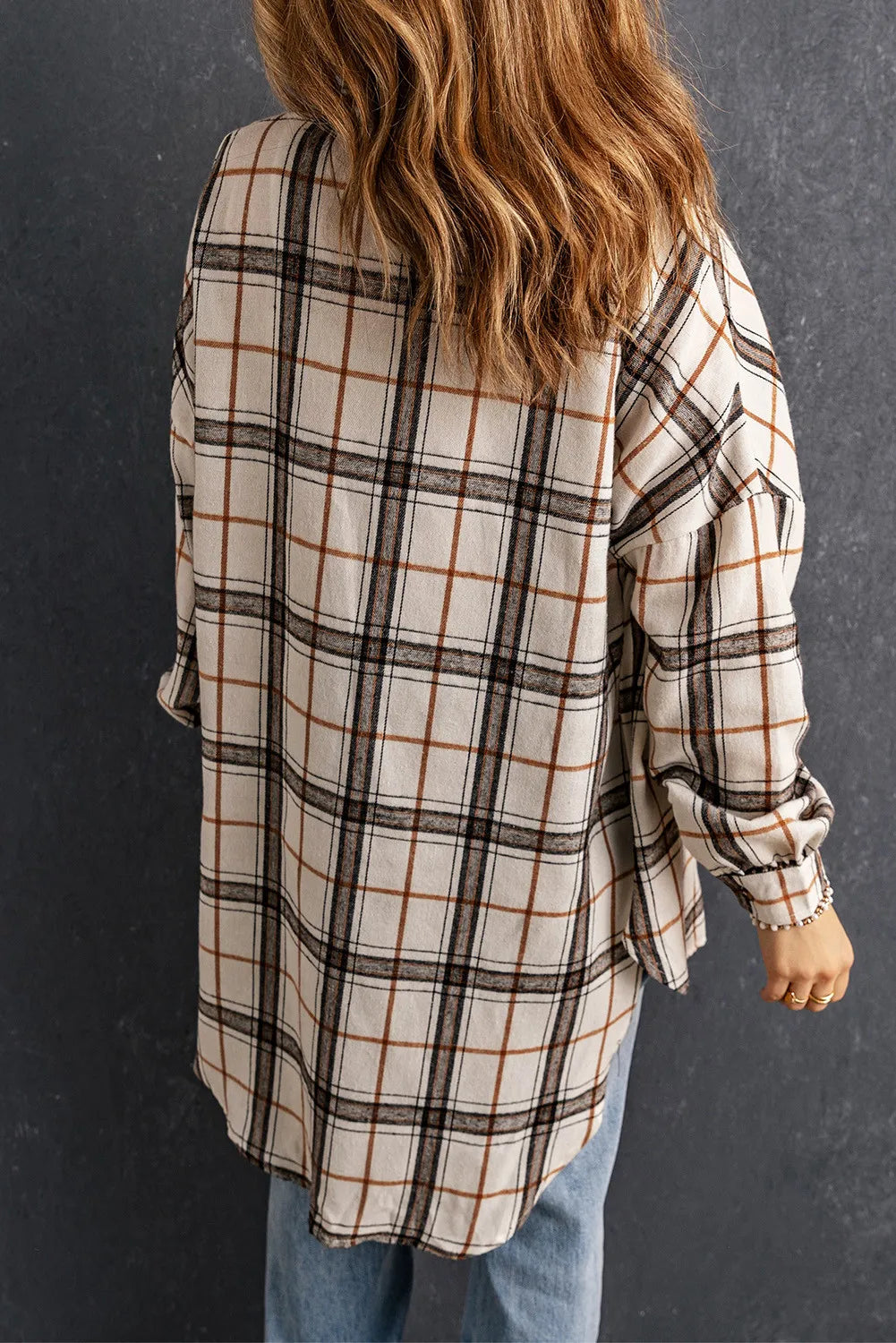 Plaid High-Low Shacket with Slit