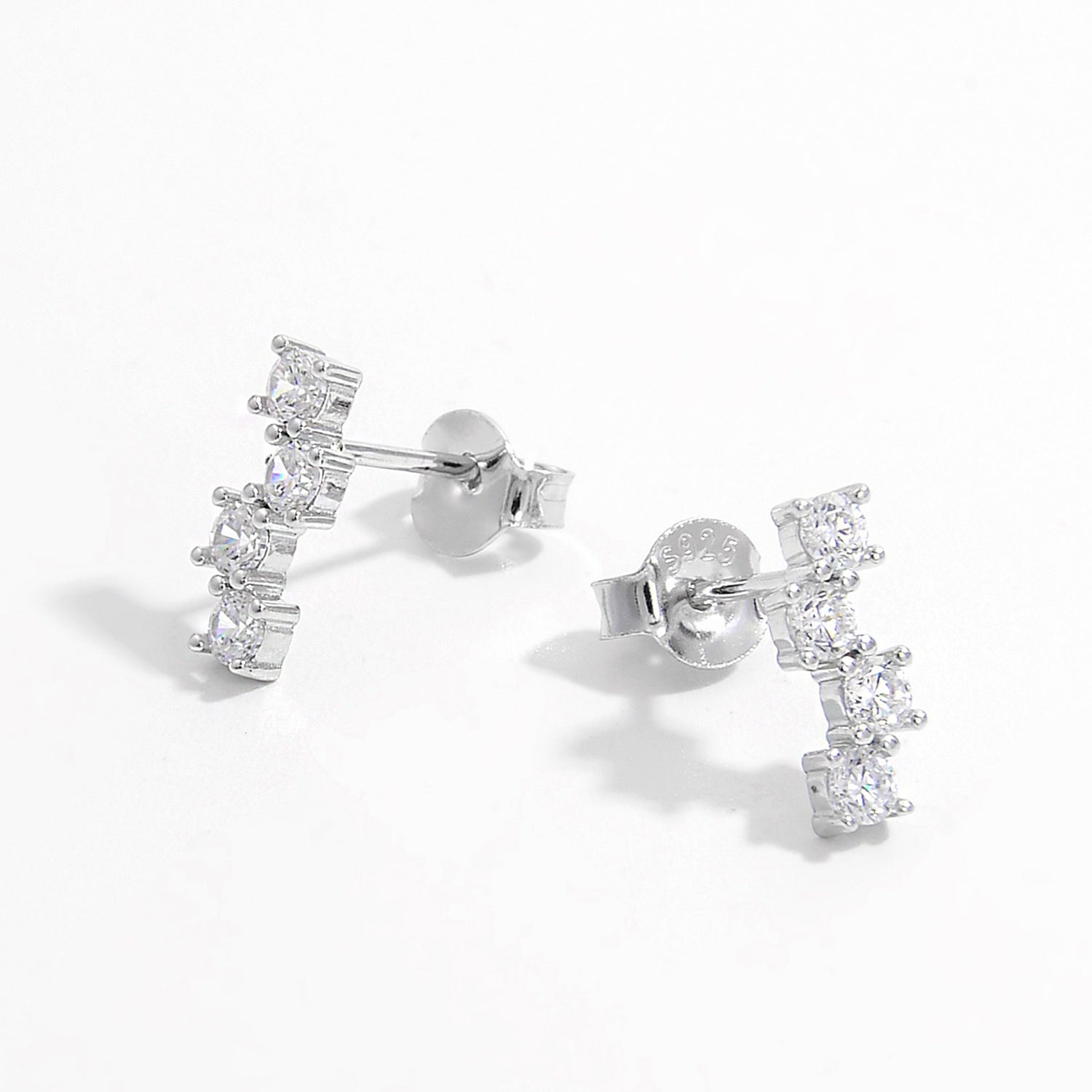 925 Sterling Silver Inlaid Zircon Stud Earrings