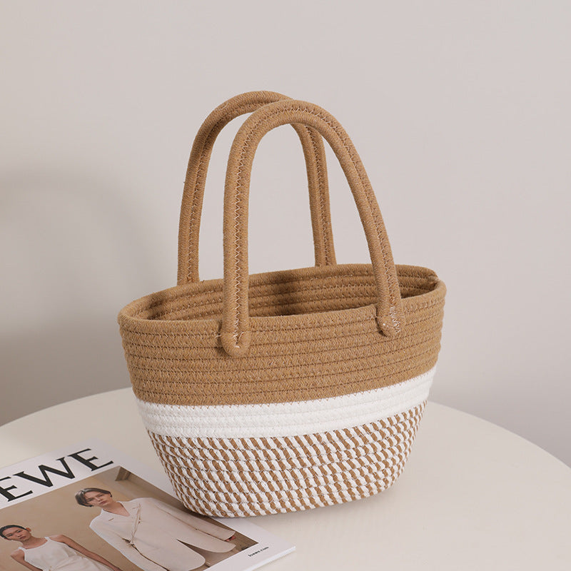 Women's Fashion Twist Hand-held Cotton Thread Woven Bag