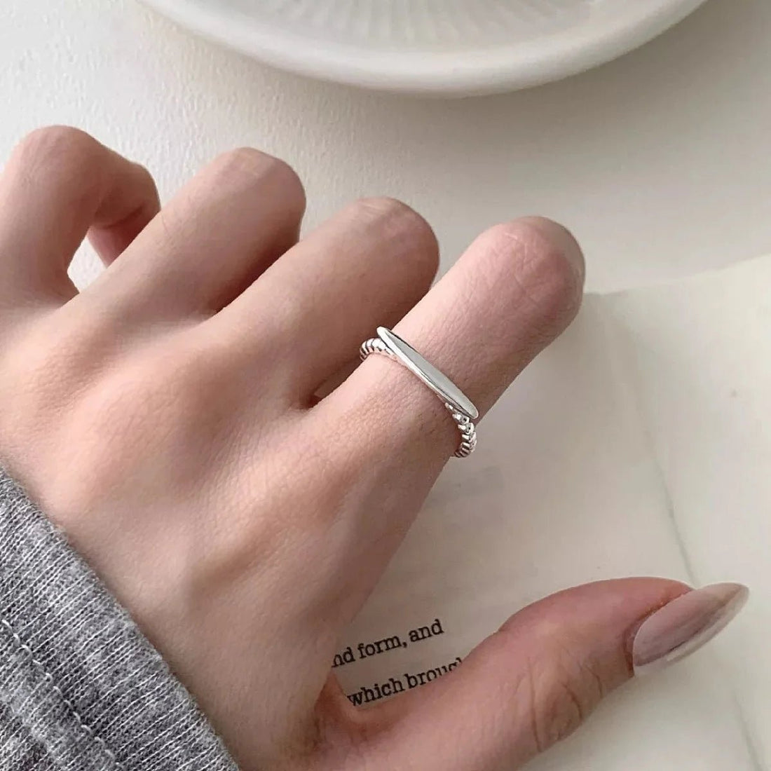 925 Sterling Silver Geometric Ring - 