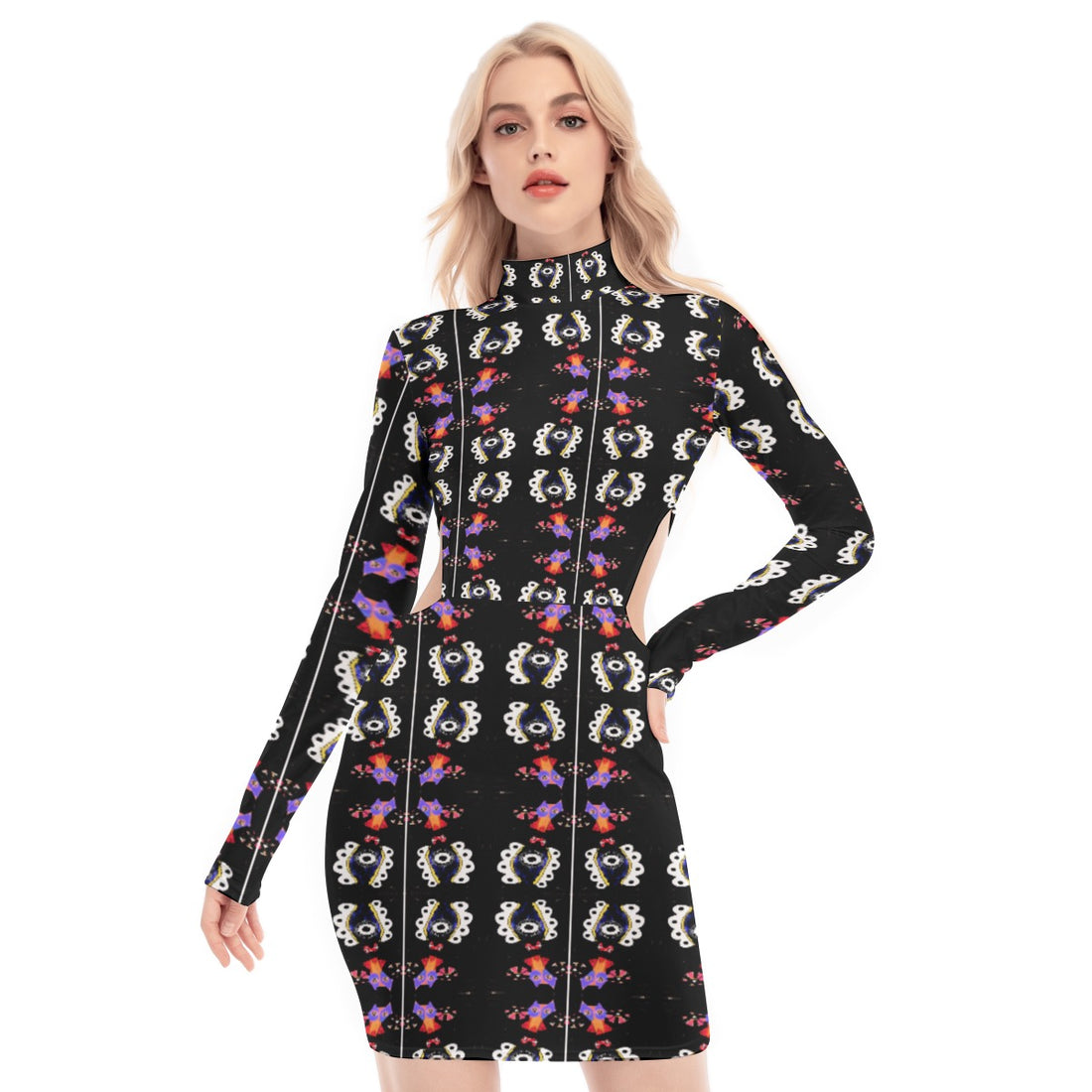 All-Over Print Women's Waist Hollow Hip Dress